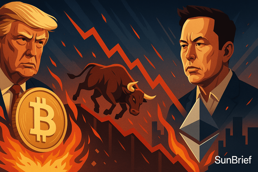 特朗普與馬斯克的爭鬥動搖BTC、ETH，Bitcoin與Ether多頭遭遇8億美元清算風暴